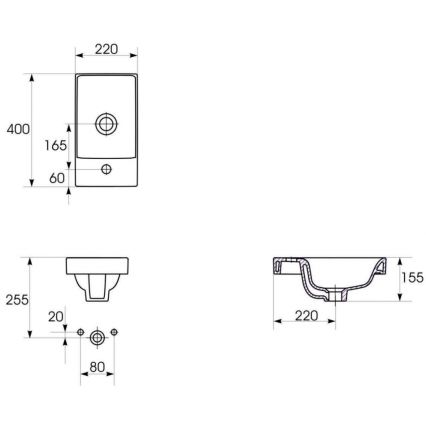 Cersanit K116-016 - MODUO Recessed Washbasin 22x40 cm Ceramic/Glossy White