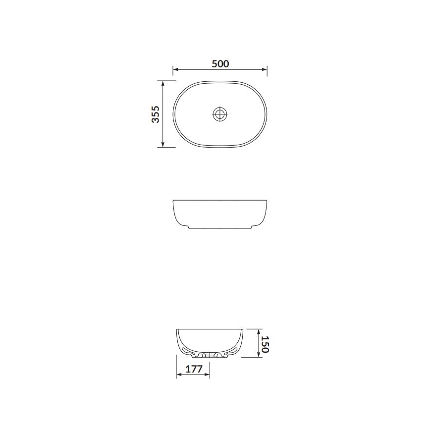 Cersanit K116-049 - Countertop basin MODUO 35,5x50 cm ceramics/shiny white