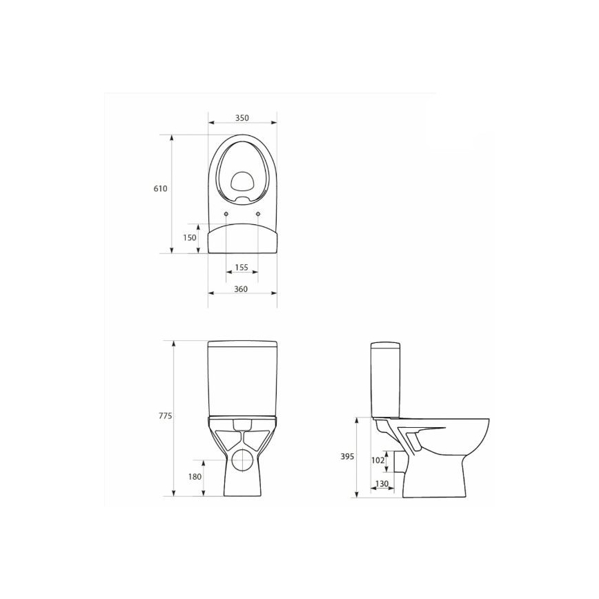 Cersanit K27-062 - Floor-standing toilet PARVA ceramics/white