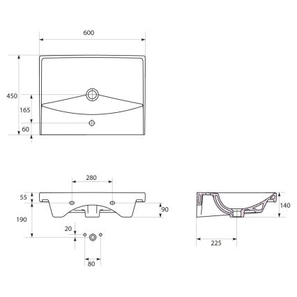 Cersanit K35-006 - Built-in washbasin CITY 45x60 cm ceramic/glossy white