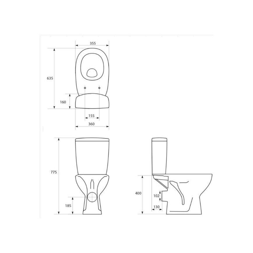 Cersanit K667-052 - Floor-standing toilet with ARTECO seat, ceramic/white