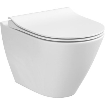 Cersanit K701-104 - Wall-hung toilet with toilet seat CITY OVAL ceramics/white