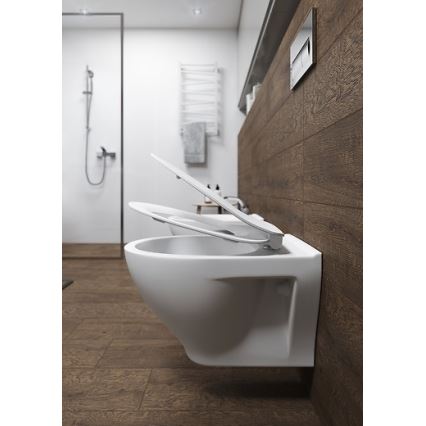 Cersanit K701-147 - Wall-hung toilet with toilet seat SAVIO ceramics/white