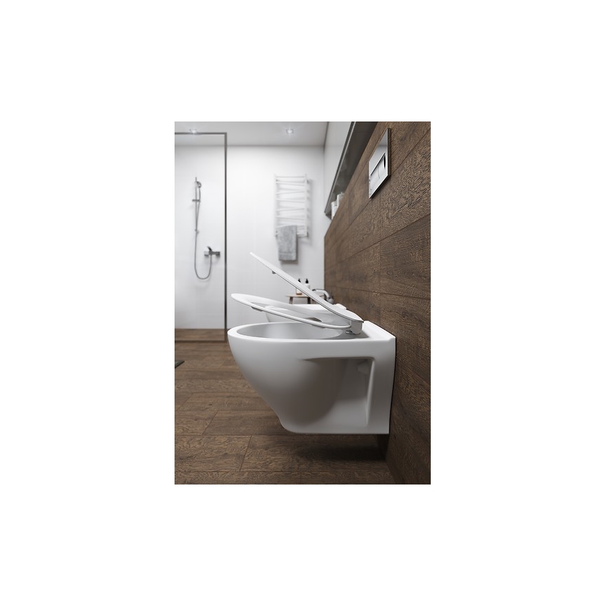 Cersanit K701-147 - Wall-hung toilet with toilet seat SAVIO ceramics/white