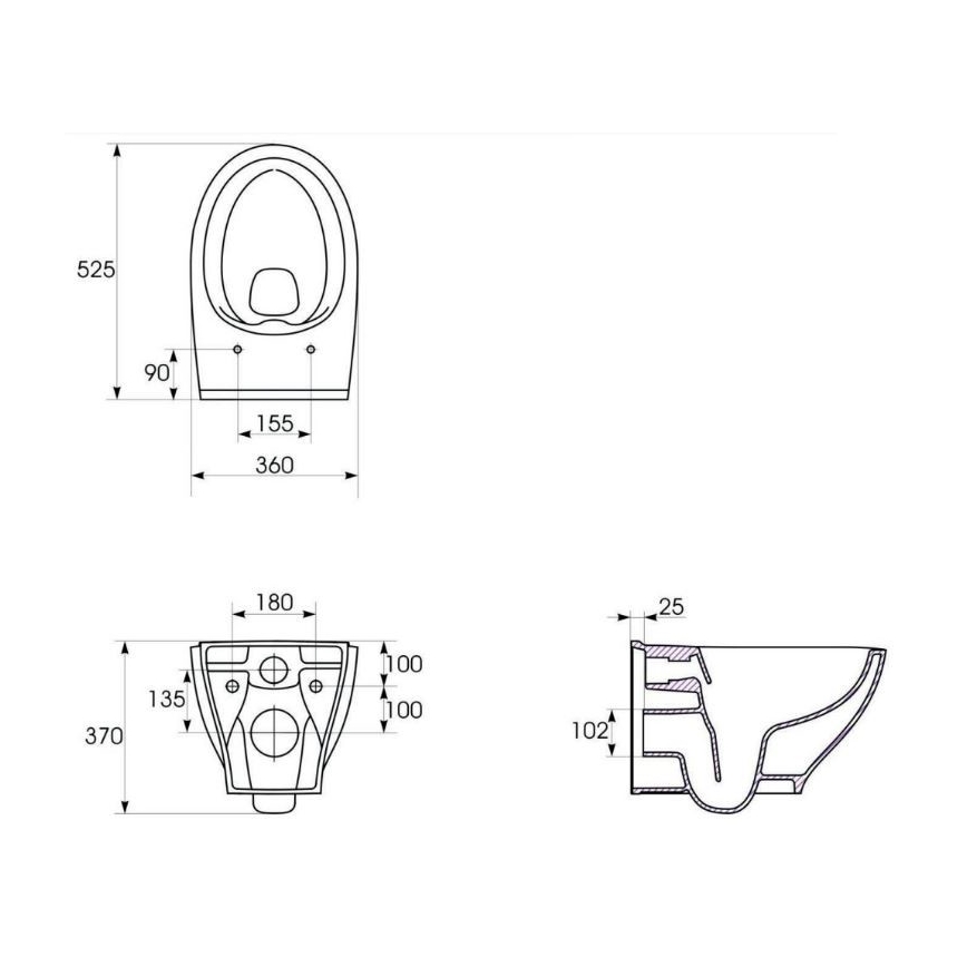 Cersanit K701-147 - Wall-hung toilet with toilet seat SAVIO ceramics/white