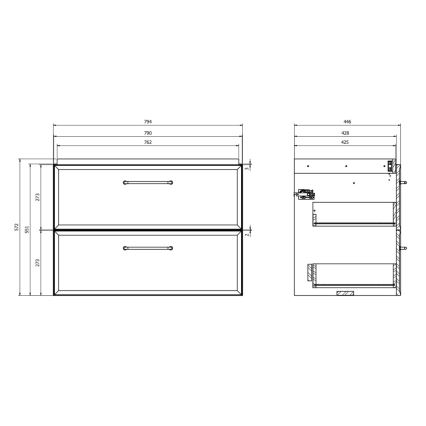 Cersanit S1017-004 - MILLE 80 x 45 cm Wall-Mounted Under-Sink Vanity Unit, Mint