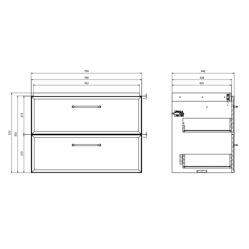 Cersanit S1017-004 - MILLE 80 x 45 cm Wall-Mounted Under-Sink Vanity Unit, Mint