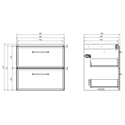 Cersanit S1021-003 - MILLE Wall-Mounted Under-Sink Vanity Unit 60x45 cm, Mint