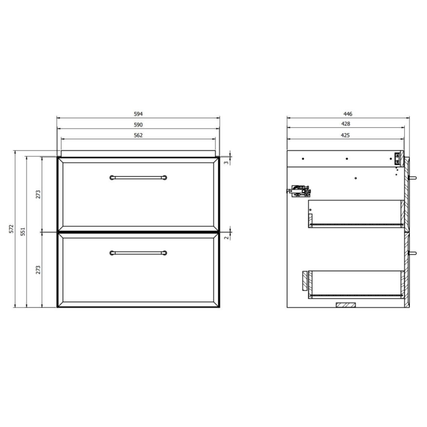 Cersanit S1021-003 - MILLE Wall-Mounted Under-Sink Vanity Unit 60x45 cm, Mint