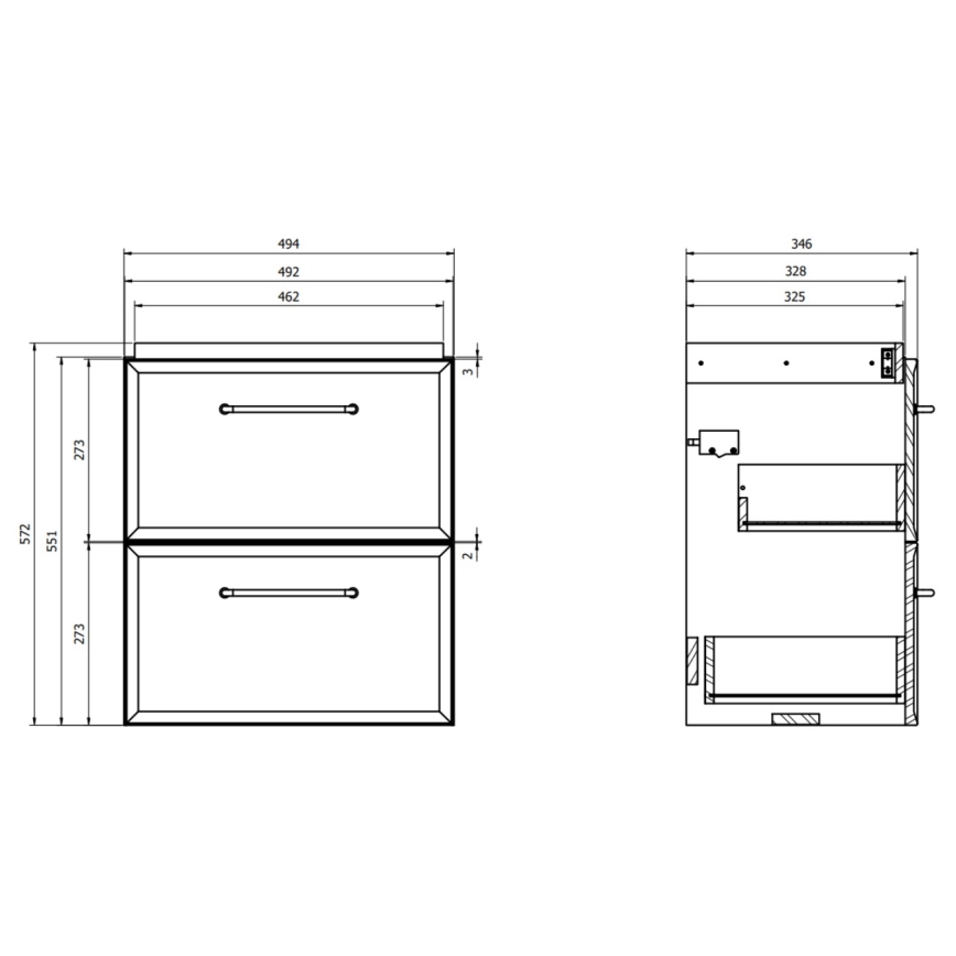 Cersanit S1021-007 - MILLE SLIM 50x35 cm Wall-Mounted Under-Sink Bathroom Cabinet, Mint
