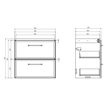 Cersanit S1021-009 - MILLE SLIM 60x38 cm Mint Wall-mounted Under-sink Bathroom Cabinet