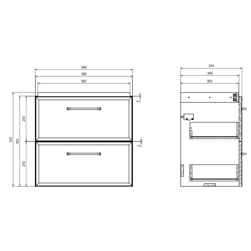 Cersanit S1021-009 - MILLE SLIM 60x38 cm Mint Wall-mounted Under-sink Bathroom Cabinet