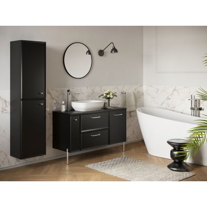 Cersanit S1022-007 - MILLE Wall-Mounted Bathroom Cabinet 20x45 cm, Matte Black