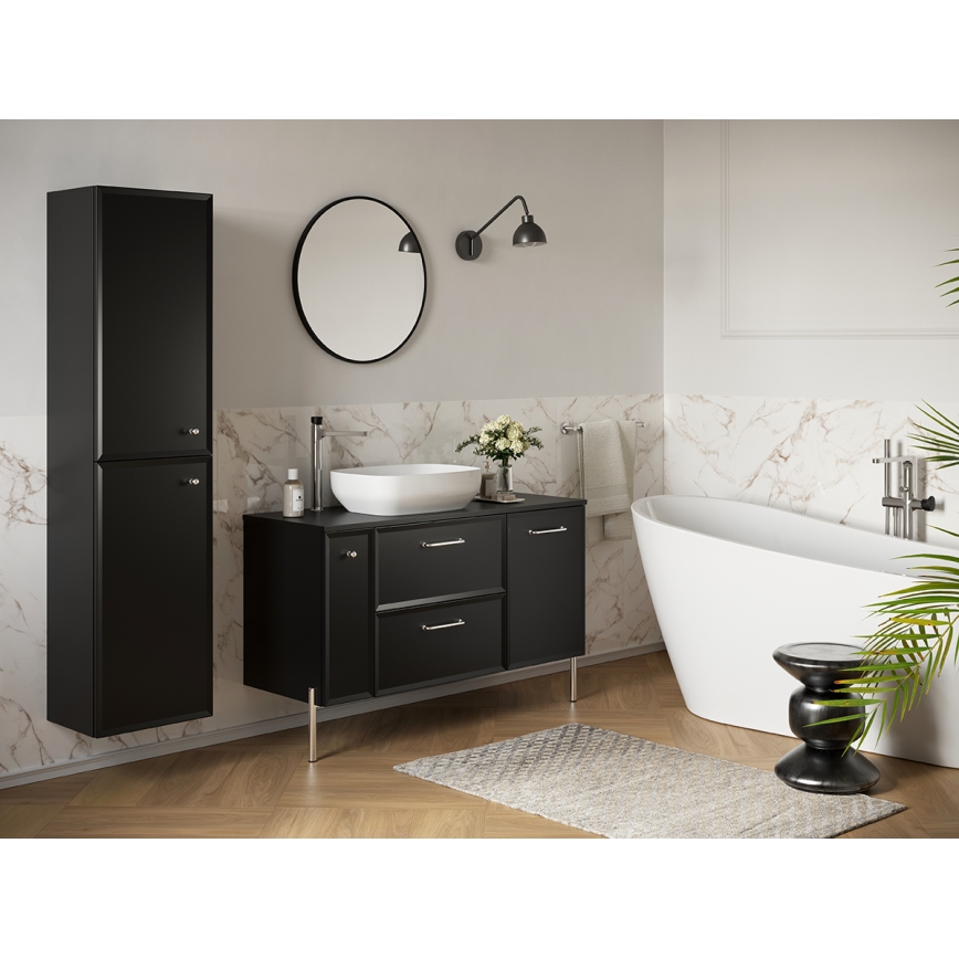 Cersanit S1022-007 - MILLE Wall-Mounted Bathroom Cabinet 20x45 cm, Matte Black