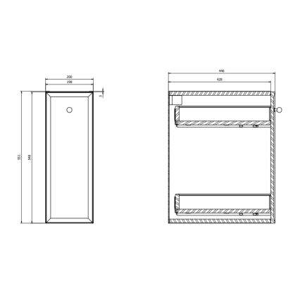 Cersanit S1022-007 - MILLE Wall-Mounted Bathroom Cabinet 20x45 cm, Matte Black