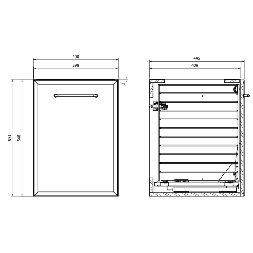 Cersanit S1022-010 - MILLE 40x45 cm wall-mounted bathroom cabinet with laundry hamper, mint