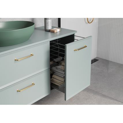 Cersanit S1022-010 - Wall-mounted bathroom cabinet with laundry hamper MILLE 40x55x45 cm mint