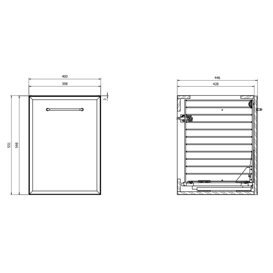 Cersanit S1022-012 - MILLE 40x45 cm Wall-Mounted Bathroom Cabinet with Integrated Laundry Hamper, Black