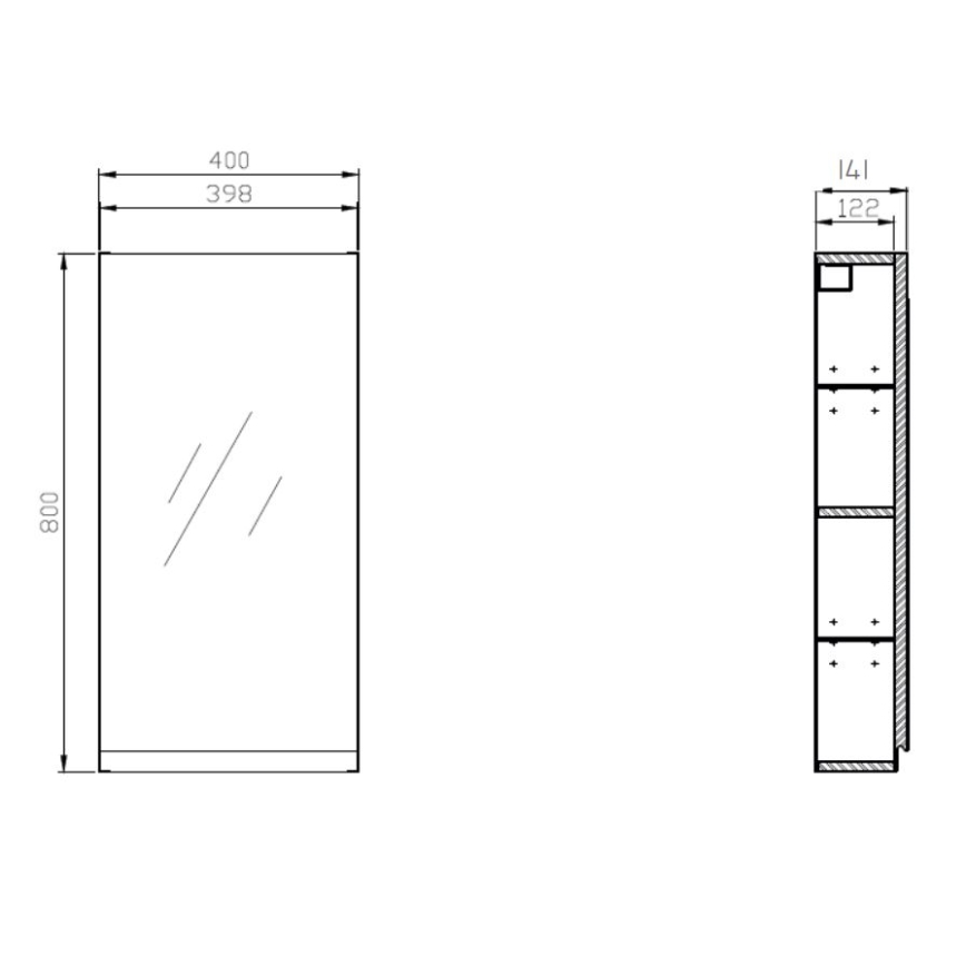 Cersanit S590-030 - Mirror bathroom cabinet MEDDIE 80x40 cm