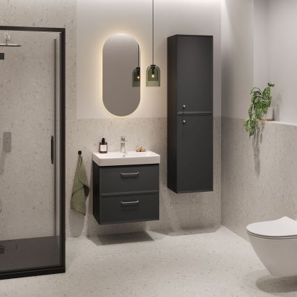 Cersanit S590-100 - MILLE SLIM 60x38 cm Wall-Mounted Under-Sink Bathroom Cabinet, Black