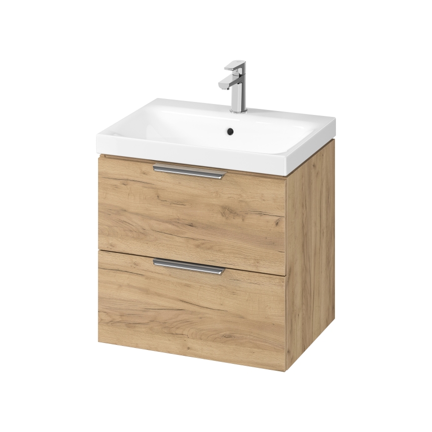Cersanit S598-045-DSM - MALIKA 60x45 cm Wall-Mounted Under-Sink Vanity Unit, Oak