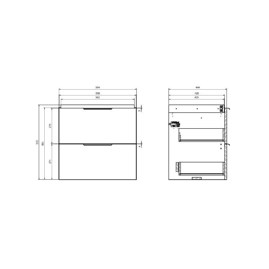 Cersanit S598-046-DSM - MALIKA 60 x 45 cm Wall-Mounted Under-Sink Bathroom Cabinet, White