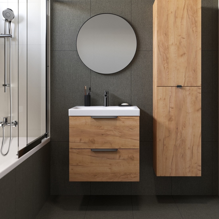 Cersanit S598-047-DSM - MALIKA Wall-mounted under-sink bathroom cabinet 80x45 cm, Oak