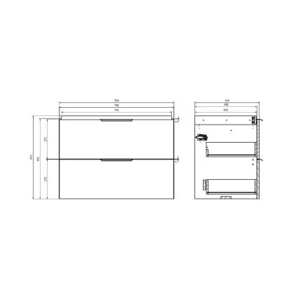 Cersanit S598-048-DSM - MALIKA 80x45 cm Wall-mounted Under-sink Bathroom Cabinet, White