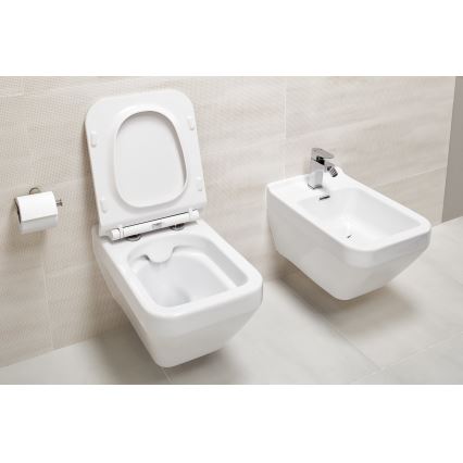Cersanit S701-213-ECO - CREA wall-hung toilet with seat, ceramic/white