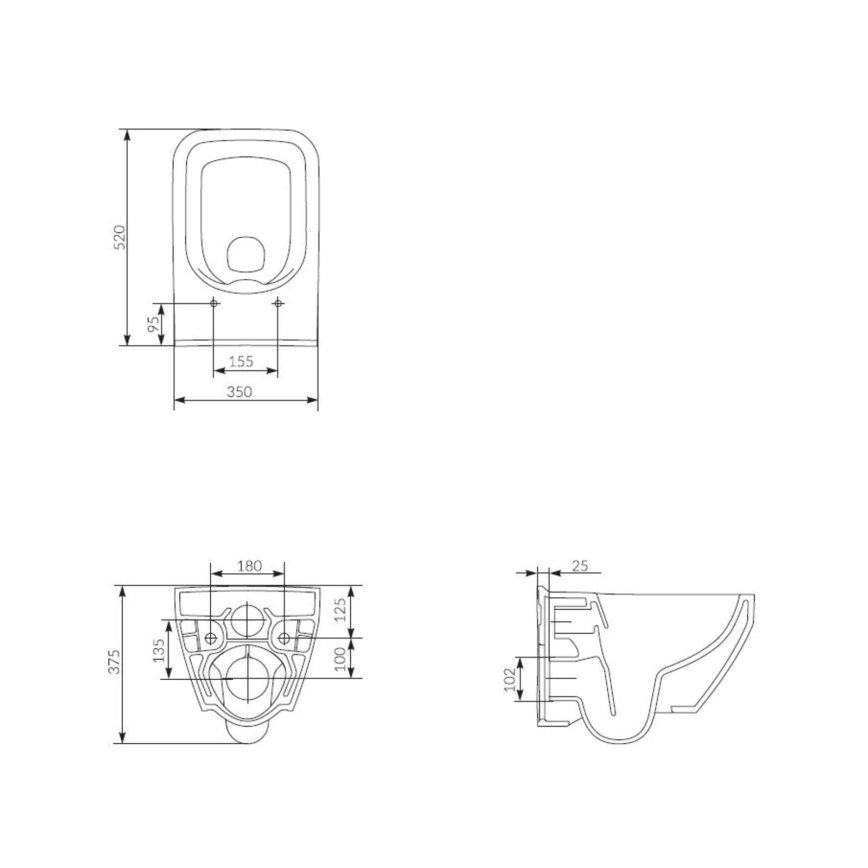 Cersanit S701-213-ECO - CREA wall-hung toilet with seat, ceramic/white