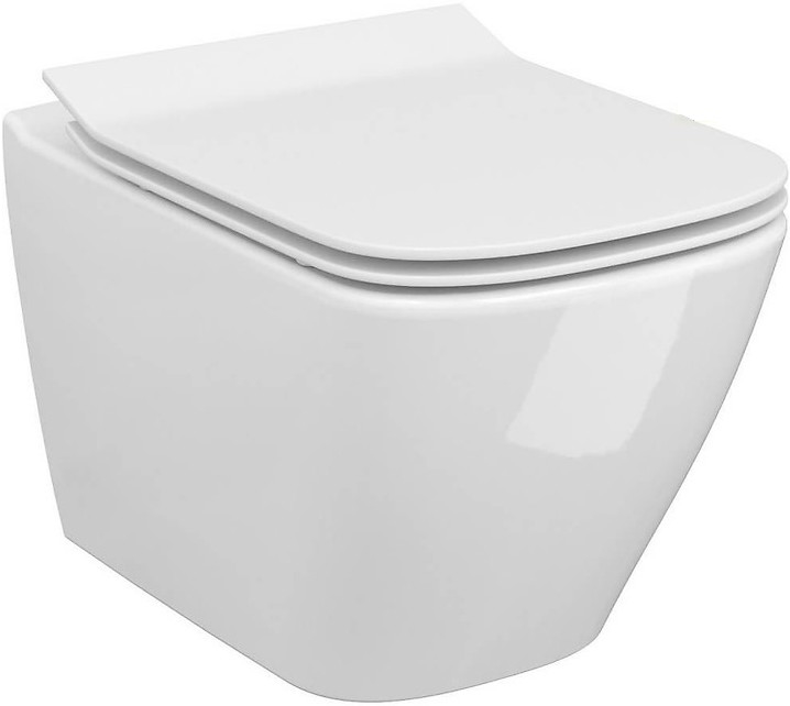 Cersanit S701-405 - CITY SQUARE wall-hung toilet with seat, ceramic/white