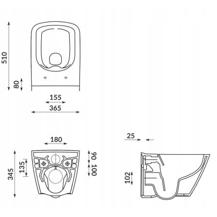Cersanit S701-405-ECO - Wall-hung toilet with CITY seat, ceramic/white