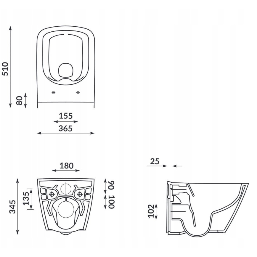 Cersanit S701-405-ECO - Wall-hung toilet with CITY seat, ceramic/white