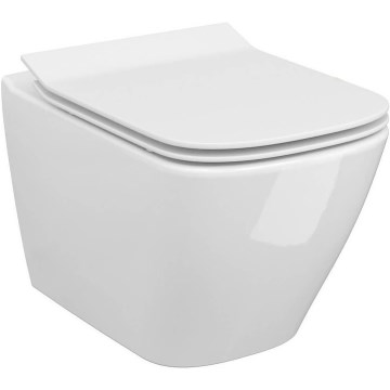 Cersanit S701-405 - Wall-hung toilet with toilet seat CITY SQUARE ceramics/white
