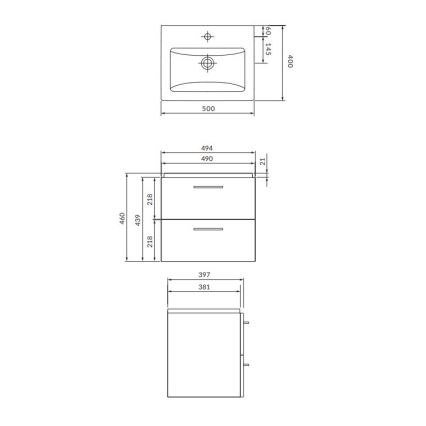 Cersanit S801-146-DSM - Hanging bathroom cabinet with a basin LARA COMO 46x50 cm white