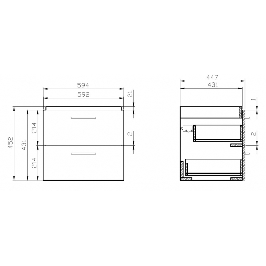 Cersanit S801-147-DSM - Wall-mounted bathroom vanity with sink LARA 60x45 cm white