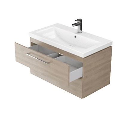Cersanit S801-148-DSM - Hanging bathroom cabinet with a basin ELODY 46x60 cm walnut