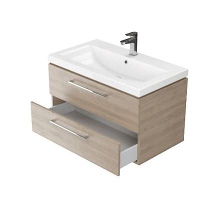 Cersanit S801-148-DSM - Hanging bathroom cabinet with a basin ELODY 46x60 cm walnut