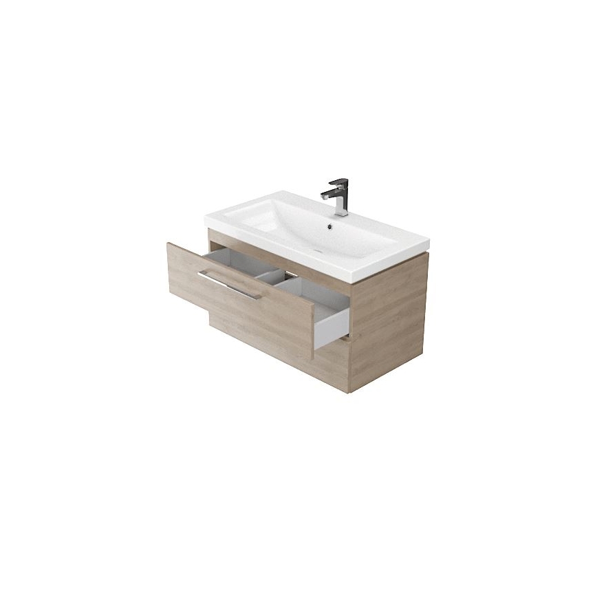 Cersanit S801-148-DSM - LARA 60 x 45 cm wall-hung bathroom cabinet with basin, walnut