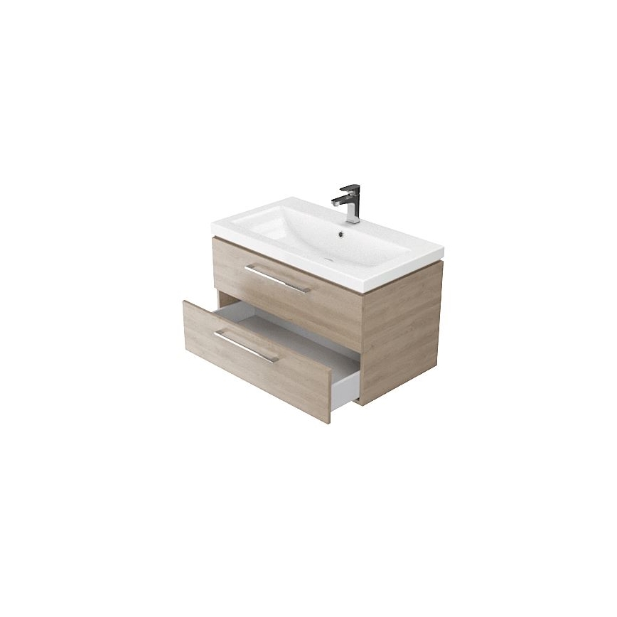 Cersanit S801-148-DSM - LARA 60 x 45 cm wall-hung bathroom cabinet with basin, walnut
