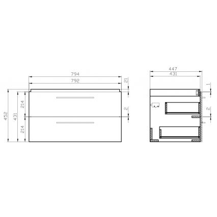 Cersanit S801-149-DSM - Hanging bathroom cabinet with a basin ELODY 46x80 cm white