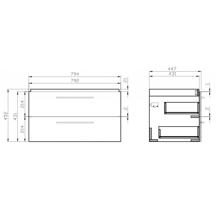 Cersanit S801-149-DSM - Hanging bathroom cabinet with a basin LARA 46x80 cm white