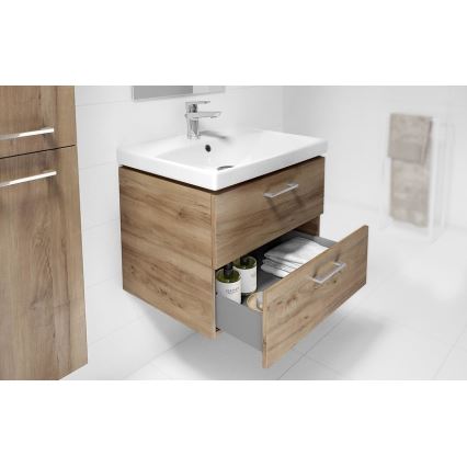 Cersanit S801-153-DSM - Wall-mounted bathroom cabinet with basin LARA COMO 50x40 cm walnut