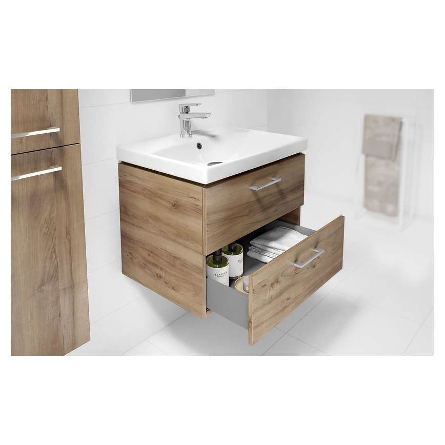 Cersanit S801-153-DSM - Wall-mounted bathroom cabinet with basin LARA COMO 50x40 cm walnut