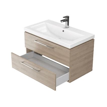 Cersanit S801-154-DSM - LARA 80 x 46 x 45 cm wall-mounted bathroom vanity with basin in walnut