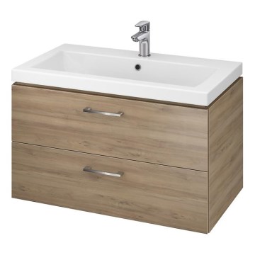 Cersanit S801-154-DSM - LARA 80 x 46 x 45 cm wall-mounted bathroom vanity with basin in walnut