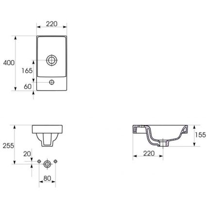 Cersanit S801-218-DSM - Wall-mounted bathroom cabinet with basin MODUO SLIM 40x22 cm glossy white
