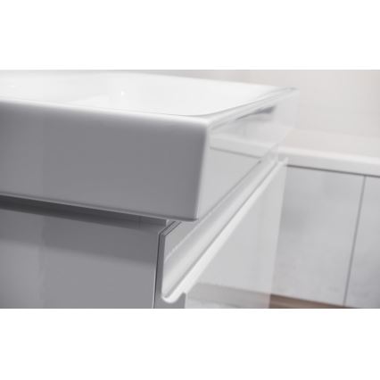 Cersanit S801-221-DSM - Hanging bathroom cabinet with a basin MEDDIE 62x80 cm shiny white