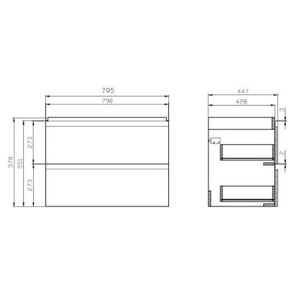 Cersanit S801-221-DSM - Hanging bathroom cabinet with a basin MEDDIE 62x80 cm shiny white