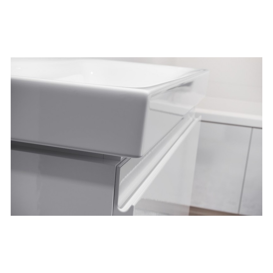 Cersanit S801-221-DSM - Wall-mounted bathroom vanity with sink MODUO 80x62x45 cm glossy white